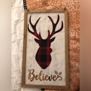 Kirkland’s Christmas Deer Plaid Sign